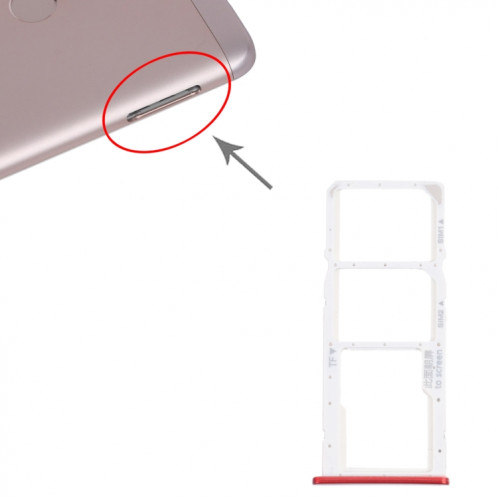 Plateau de carte SIM + plateau de carte SIM + bac à carte micro SD pour Honor 7C (rouge) SH918R1581-04