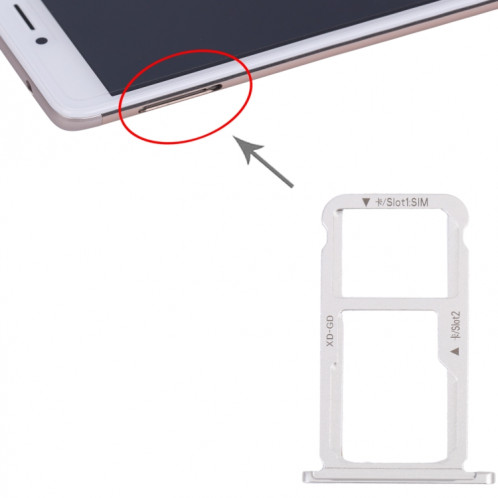 Plateau de carte SIM + plateau de carte SIM / Micro SD Card Tray pour Honor Mate 9 Lite (Silver) SH919S527-04