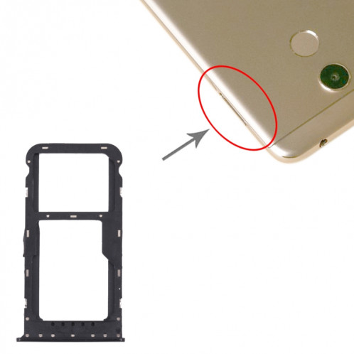 Plateau de carte SIM + plateau de carte SIM / plateau de carte micro sd pour Honor 6C Pro (noir) SH920B673-04