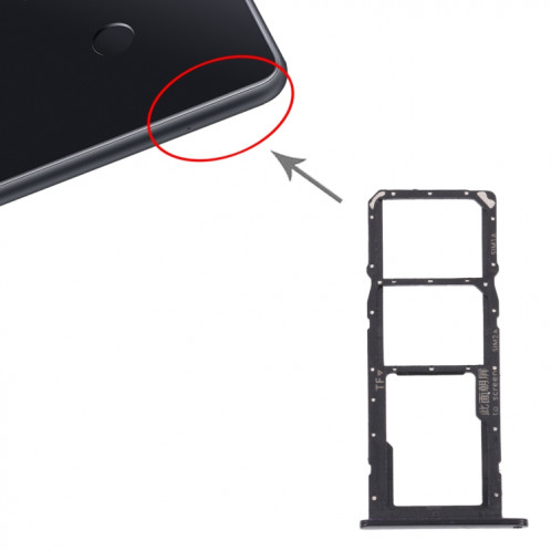Plateau de carte SIM + plateau de carte SIM / plateau de carte micro sd pour huawei profiter 20e (noir) SH924B132-04