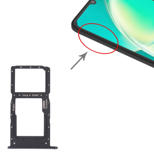 Plateau de carte SIM + plateau de carte SIM / plateau de carte micro sd pour huawei nova y60 (noir) SH926B1038-04