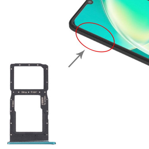 Plateau de carte SIM + plateau de carte SIM / plateau de carte micro sd pour huawei nova y60 (vert) SH926G258-04