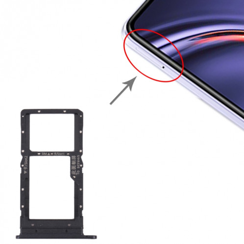 Plateau de carte SIM + plateau de carte SIM / plateau de carte micro sd pour Huawei Maimang 10 SE (noir) SH928B1145-04
