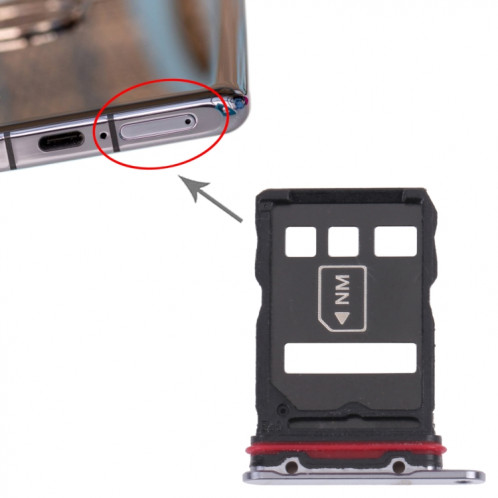 Plateau de carte SIM + plateau de carte NM pour Huawei P50 Pro + (noir) SH929B499-04