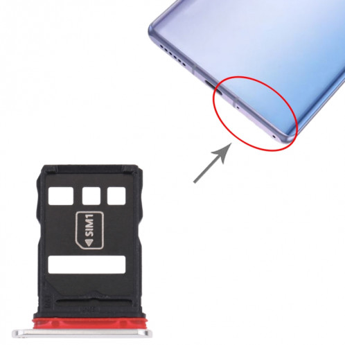 Plateau de carte SIM + plateau de carte NM pour Huawei Mate 40e 5G (argent) SH932S1888-04