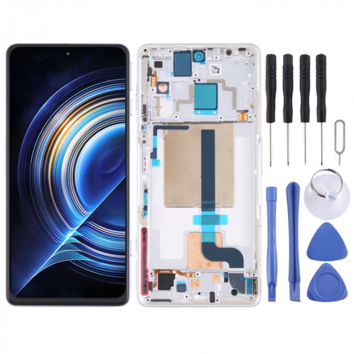 Écran LCD original et numériseur Assemblage complet avec cadre pour Xiaomi Redmi K50 Gaming (blanc) SH951W1796-07