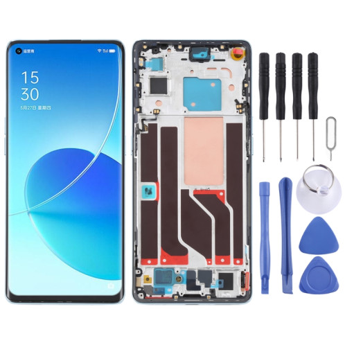 Écran LCD d'origine pour OPPO Reno6 Pro 5G PEPM00 CPH2249 Ensemble complet de numériseur avec cadre (Vert) SH019G978-06