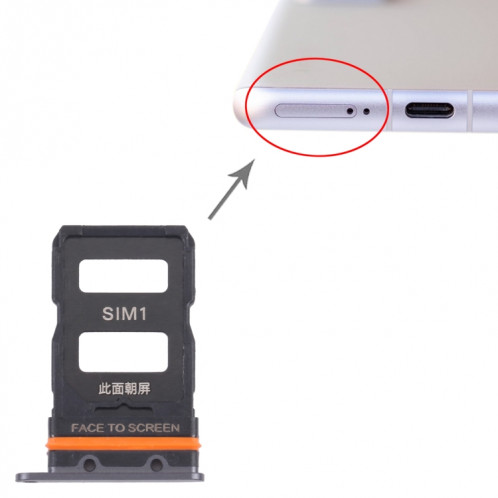 Tiroir Carte SIM + Tiroir Carte SIM pour Xiaomi 12/12X (Noir) SH042B21-04