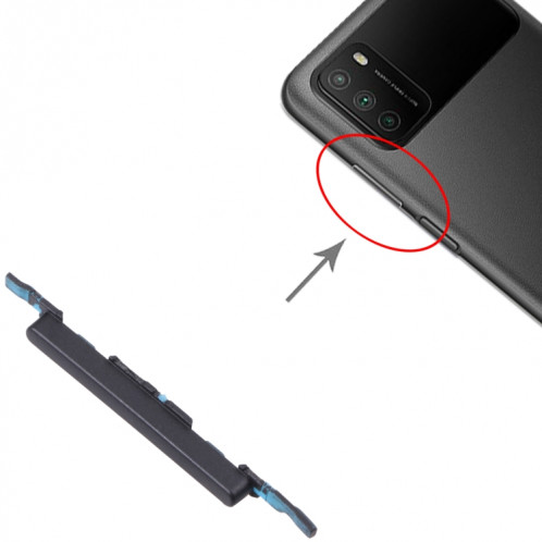 Bouton de commande de volume pour Xiaomi Poco M3 M2010J19CG M2010J19CI (noir) SH140B48-04