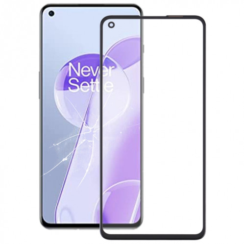 Pour OnePlus 9RT 5G MT2110 MT2111 Lentille en verre extérieure de l'écran avant avec adhésif optiquement transparent OCA (noir) SH159B1742-06