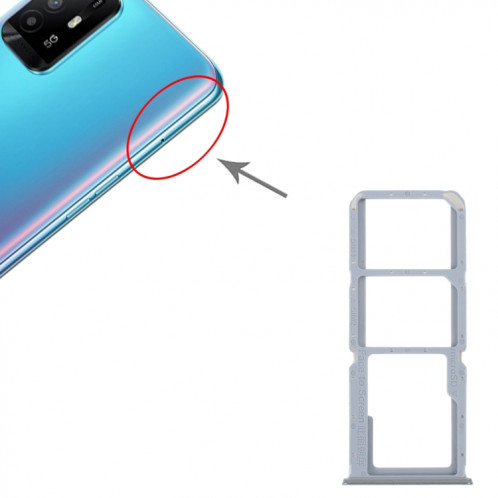 Pour OPPO A95 4G/Reno6 Lite Plateau de carte SIM + Plateau de carte SIM + Plateau de carte Micro SD (Argent) SH386S1807-04