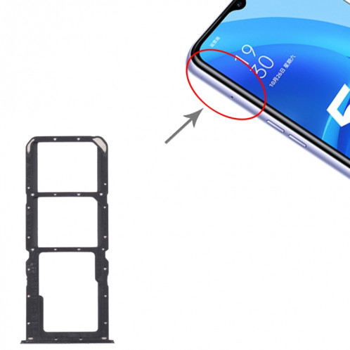 Pour OPPO A56 5G Plateau de carte SIM + Plateau de carte SIM + Plateau de carte Micro SD (Noir) SH387B562-04