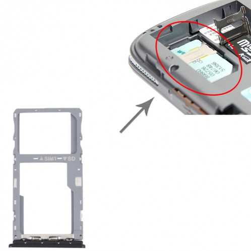 Plateau de carte SIM + plateau de carte Micro SD pour T-Mobile Revvl 4+ 5062 506W 5062Z (noir) SH389B1436-04