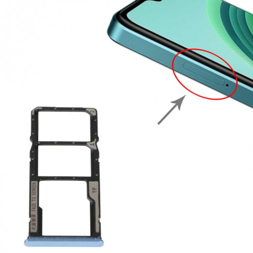 Plateau de carte SIM + plateau de carte SIM + plateau de carte Micro SD pour Xiaomi Redmi Note 11E (bleu) SH544L510-04