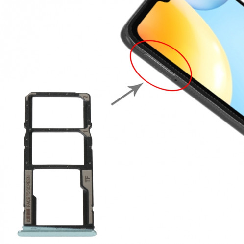 Plateau de carte SIM + plateau de carte SIM + plateau de carte Micro SD pour Xiaomi Redmi 10C/Redmi 10 India/Poco C40 (vert) SH545G209-04