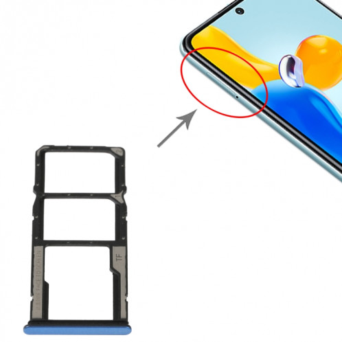 Plateau de carte SIM + plateau de carte SIM + plateau de carte Micro SD pour Xiaomi Redmi Note 11S 5G (bleu) SH549L1595-04