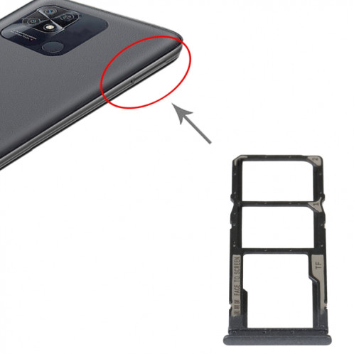 Plateau de carte SIM + plateau de carte SIM + plateau de carte Micro SD pour Xiaomi Redmi 10 Power (noir) SH551B1089-04