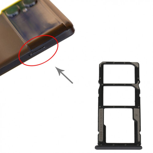 Plateau de carte SIM + plateau de carte SIM + plateau de carte Micro SD pour Xiaomi Poco M4 5G/Poco M4 5G Inde/Redmi Note 11R(Noir) SH553B1677-04