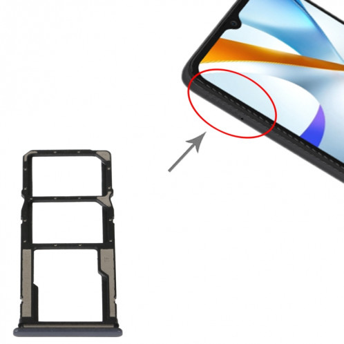 Pour Xiaomi Poco C40 Plateau de carte SIM + Plateau de carte SIM + Plateau de carte Micro SD (Noir) SH555B1980-04