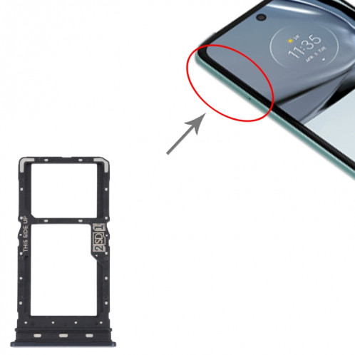 Pour Motorola Moto G62 5G / Moto G62 Inde Plateau de carte SIM + Plateau de carte SIM / Micro SD (Noir) SH628B1272-04