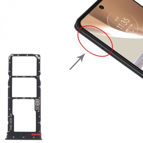Pour Motorola Moto G32 Plateau de carte SIM + Plateau de carte SIM + Plateau de carte Micro SD (Noir) SH631B148-04