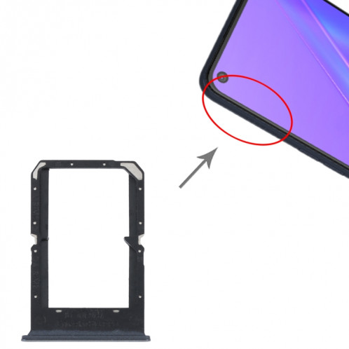 Pour OPPO A72 4G / A92 4G Plateau de carte SIM + Plateau de carte SIM (Noir) SH665B777-04