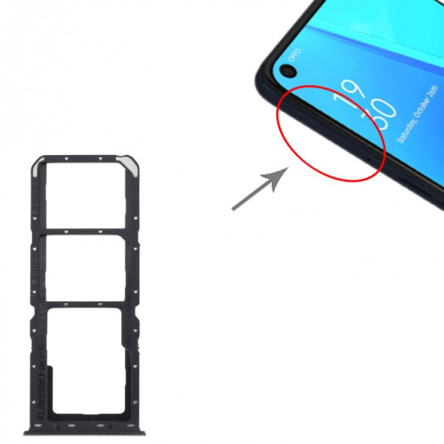 Pour OPPO A52 4G Plateau de carte SIM + Plateau de carte SIM + Plateau de carte Micro SD (Noir) SH666B946-04