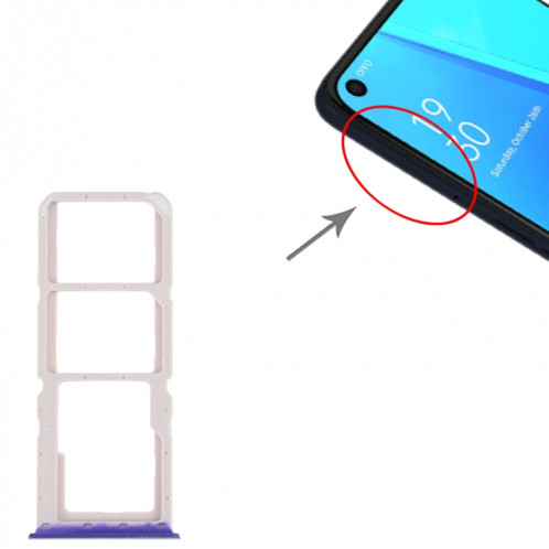 Pour OPPO A52 4G Plateau de carte SIM + Plateau de carte SIM + Plateau de carte Micro SD (Bleu) SH666L1201-04