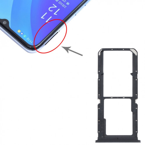 Pour OPPO A55 5G / A53S 5G Plateau de carte SIM + Plateau de carte SIM + Plateau de carte Micro SD (Noir) SH676B1076-04