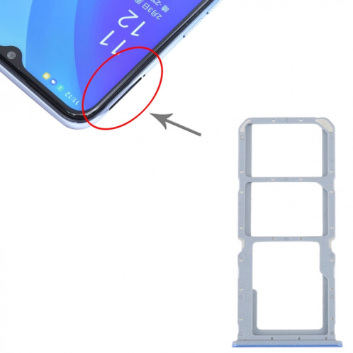 Pour OPPO A55 5G / A53S 5G Plateau de carte SIM + Plateau de carte SIM + Plateau de carte Micro SD (Bleu) SH676L379-04