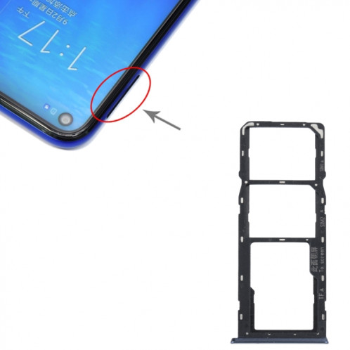 Pour OPPO A16K plateau de carte SIM + plateau de carte SIM + plateau de carte Micro SD (noir) SH681B637-04