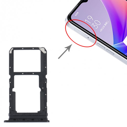 Pour OPPO A57 5G / A77 5G / K10 5G Plateau de carte SIM + Plateau de carte SIM / Micro SD (Noir) SH685B719-04