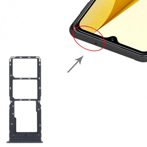 Pour vivo Y16 plateau de carte SIM + plateau de carte SIM + plateau de carte Micro SD (noir) SH695B240-04