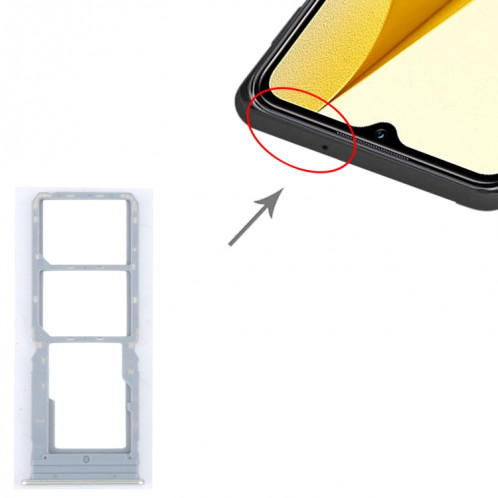 Pour vivo Y16 plateau de carte SIM + plateau de carte SIM + plateau de carte Micro SD (jaune) SH695Y11-04