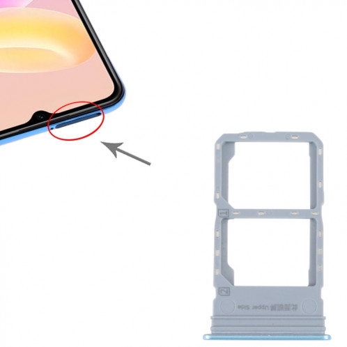Pour vivo Y55S 5G plateau de carte SIM + plateau de carte SIM (bleu) SH702L243-04