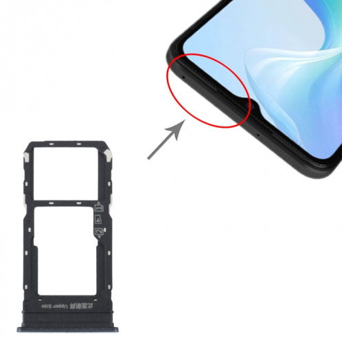 Pour vivo Y33S / Y33T Plateau de carte SIM + Plateau de carte SIM / Micro SD (Noir) SH703B483-04