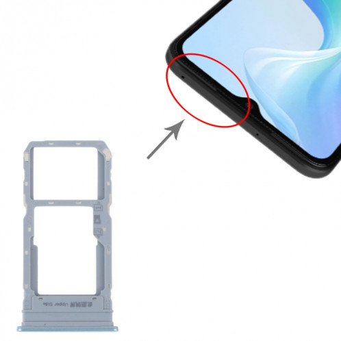 Pour vivo Y33S / Y33T Plateau de carte SIM + Plateau de carte SIM / Micro SD (Bleu) SH703L1589-04
