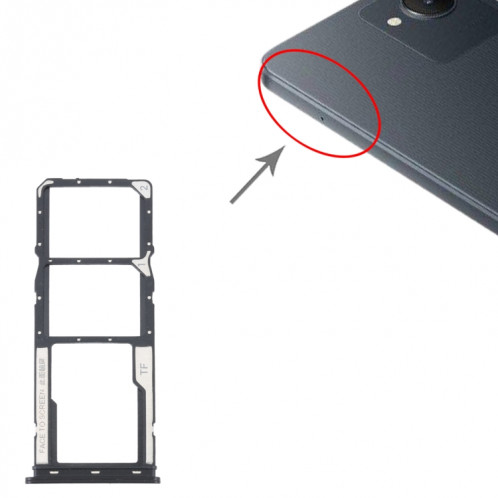 Pour Xiaomi Redmi A1 2022 / Redmi A1+ Plateau de carte SIM + Plateau de carte SIM + Plateau de carte Micro SD (Noir) SH713B470-04