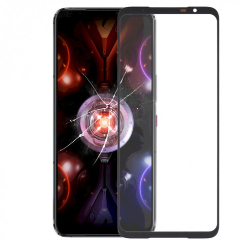 Pour Asus ROG Phone 5S / 5S Pro ZS676KS Lentille extérieure en verre avec adhésif OCA optiquement transparent (noir) SH723B1983-06