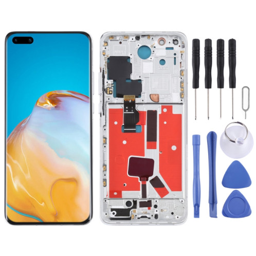 Écran LCD d'origine pour Huawei P40 Pro Numériseur Assemblage complet avec cadre (Argent) SH740S623-05