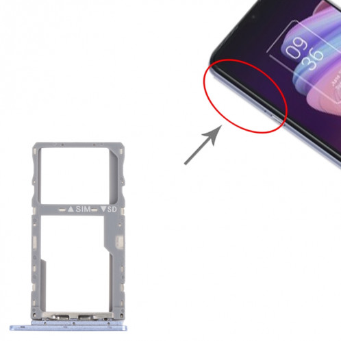Pour TCL 10 SE T766H Plateau de carte SIM d'origine + Plateau de carte SIM / Micro SD (Violet) SH754P335-04