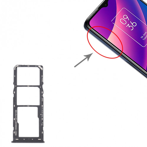 Pour TCL 30 SE / 30E / 305 / 306 Plateau de carte SIM d'origine + Plateau de carte SIM + Plateau de carte Micro SD (Gris) SH756H1641-04