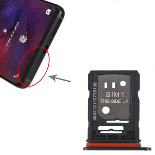 Pour TCL 10 Pro Plateau de carte SIM d'origine + plateau de carte SIM / Micro SD (noir) SH758B1729-04