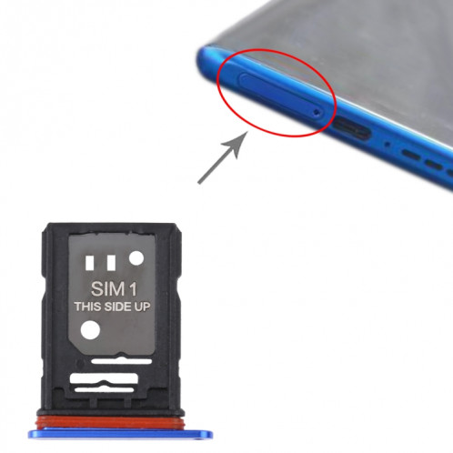 Pour TCL 10 Plus Plateau de carte SIM d'origine + Plateau de carte SIM / Micro SD (Bleu) SH759L1710-04