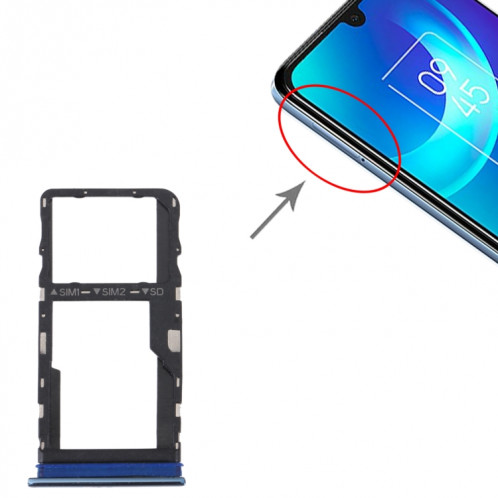 Pour TCL 30 / 30+ / 30 5G Plateau de carte SIM d'origine + Plateau de carte Micro SD (Bleu) SH765L1755-04