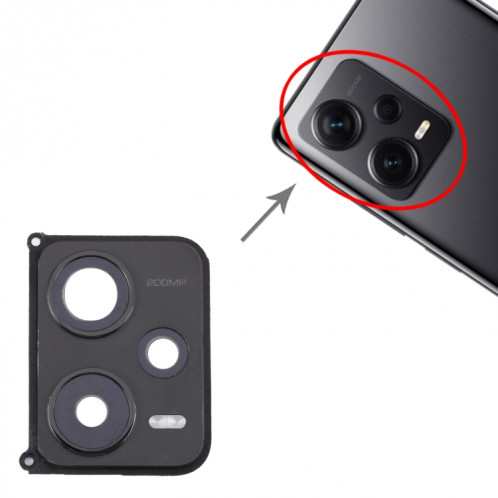Cadre d'objectif de caméra arrière pour Xiaomi Redmi Note 12 Pro+ (Noir) SH996B1740-04