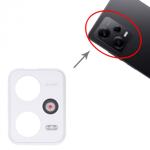 Cadre d'objectif de caméra arrière pour Xiaomi Redmi Note 12 Pro 5G (Blanc) SH997W846-04
