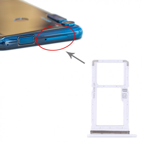 Pour Motorola Moto One Fusion Plus Plateau de carte SIM d'origine + plateau de carte Micro SD (blanc) SH027W684-04