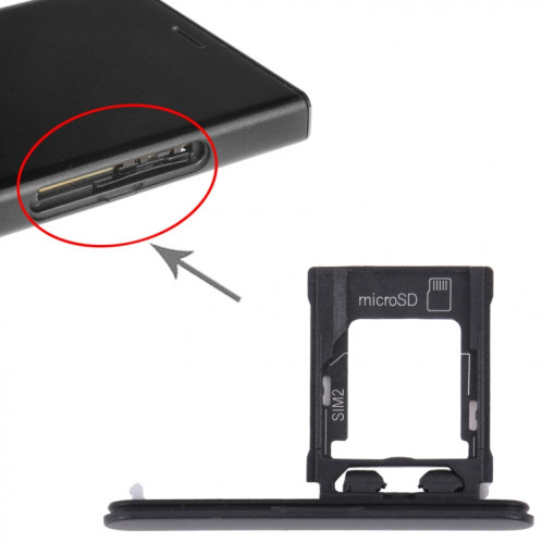 Pour Sony Xperia XZ1 Compact Plateau de carte SIM d'origine + plateau de carte Micro SD (noir) SH066B66-04