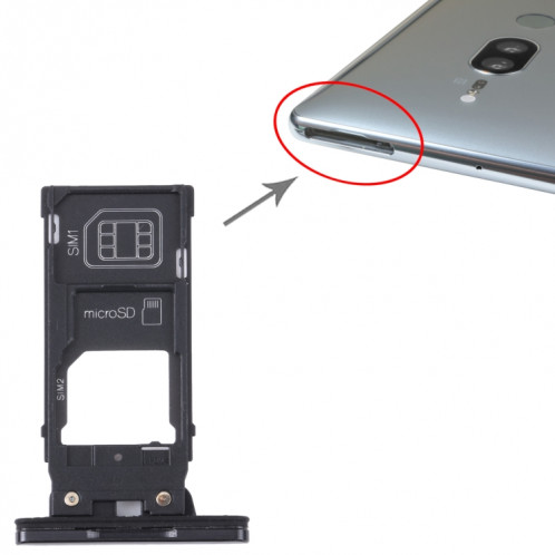 Pour Sony Xperia XZ2 Premium Plateau de carte SIM d'origine + Plateau de carte SIM / Micro SD (Noir) SH068B1320-04